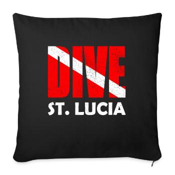 Dive St. Lucia - Diver Down Flag Scuba Diving - Sofa pillowcase 17,3'' x 17,3'' (45 x 45 cm) - black - Front