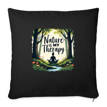 Nature is my Therapy - Meditation in the forest - Sofa pillowcase 17,3'' x 17,3'' (45 x 45 cm) - black - Front