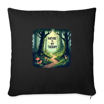Nature is my Therapy - Meditation in the forest - Sofa pillowcase 17,3'' x 17,3'' (45 x 45 cm) - black - Front