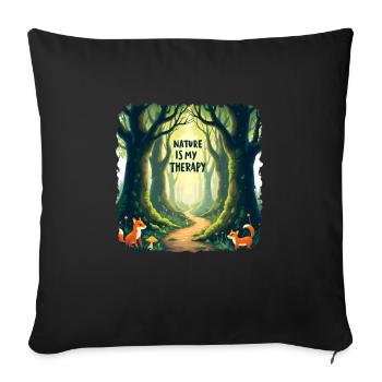 Nature is my Therapy - Meditation in the forest - Sofa pillowcase 17,3'' x 17,3'' (45 x 45 cm) - black - Front