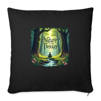 Nature is my Therapy - Meditation in the forest - Sofa pillowcase 17,3'' x 17,3'' (45 x 45 cm) - black - Front