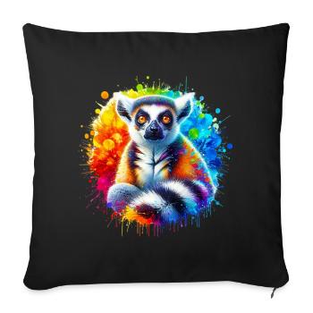 Lémurien - Housse de coussin décorative 45 x 45 cm - noir - Devant