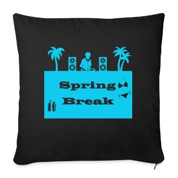 spring break bleu clair - Housse de coussin décorative 45 x 45 cm - noir - Devant