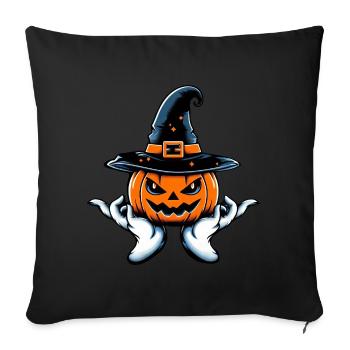 Halloween citrouille sorcière chapeau effrayant - Housse de coussin décorative 45 x 45 cm - noir - Devant