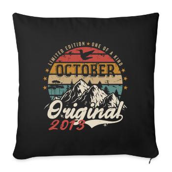 Birthday Gift - Vintage Born October 2013 - Sofa pillowcase 17,3'' x 17,3'' (45 x 45 cm) - black - Front