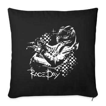 Racing Racer Helmet Car Raceday Symbol Logo - Sofa pillowcase 17,3'' x 17,3'' (45 x 45 cm) - black - Front