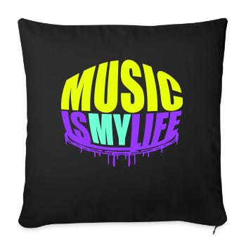 Music is my Life Music Life Love Saying Graffiti - Sofa pillowcase 17,3'' x 17,3'' (45 x 45 cm) - black - Front