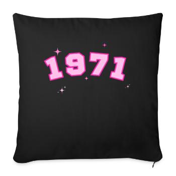 1971 rose étoile - Housse de coussin décorative 45 x 45 cm - noir - Devant