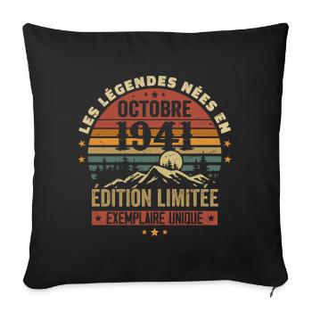 Nées en Octobre 1941 | Génial Depuis Octobre 1941 - Housse de coussin décorative 45 x 45 cm - noir - Devant