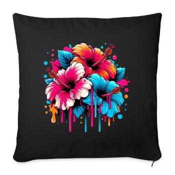 Hibiscus Flowers - Sofa pillowcase 17,3'' x 17,3'' (45 x 45 cm) - black - Front