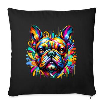 French Bulldog Dog - Sofa pillowcase 17,3'' x 17,3'' (45 x 45 cm) - black - Front