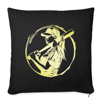 Baseball Woman - Sofa pillowcase 17,3'' x 17,3'' (45 x 45 cm) - black - Front