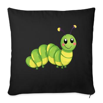 Chenille souriante - Housse de coussin décorative 45 x 45 cm - noir - Devant