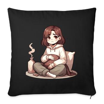 Cozy evening with cocoa and blanket - Sofa pillowcase 17,3'' x 17,3'' (45 x 45 cm) - black - Front