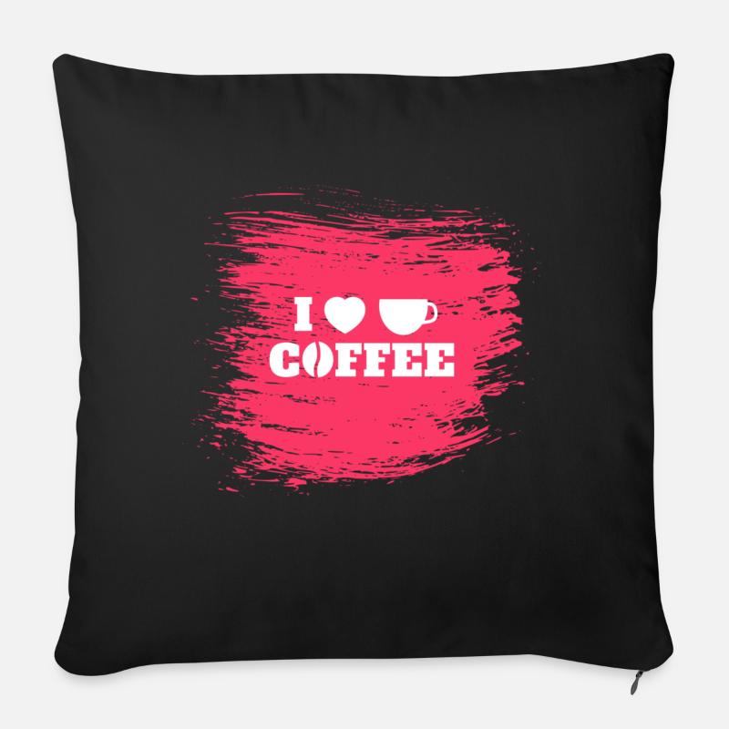 Kaffee-Liebe - Sofakissenbezug 45 x 45 cm - Schwarz