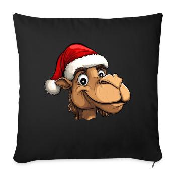 Père Noël à dos de chameau - Housse de coussin décorative 45 x 45 cm - noir - Devant