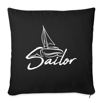Sailor Text Logo Segel Crew Fun Schiff Boot Symbol - Sofakissenbezug 45 x 45 cm - Schwarz - Vorne