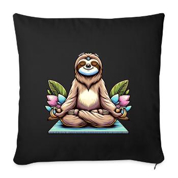 Relaxed Yoga Sloth Meditation - Sofa pillowcase 17,3'' x 17,3'' (45 x 45 cm) - black - Front