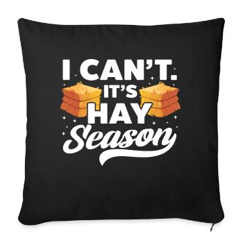 Je ne peux pas, c’est la saison des foins, Balles de foin, Balle de paille - Housse de coussin décorative 45 x 45 cm - noir - Devant