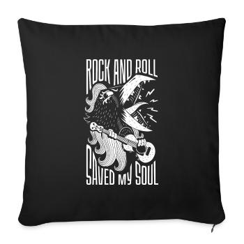 Rock and Roll Saved My Soul – Motif de guitare sauvage - Housse de coussin décorative 45 x 45 cm - noir - Devant