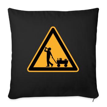 Vatertag Warnschild - Sofakissenbezug 45 x 45 cm - Schwarz - Vorne