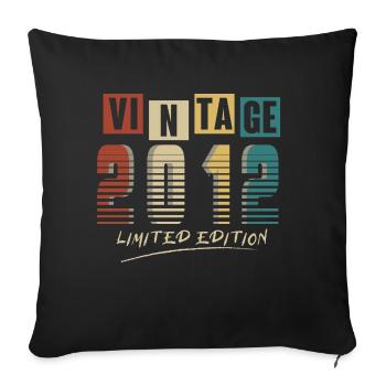 2012 Vintage 2012 born in 2012 Birthday. Year 2 - Sofa pillowcase 17,3'' x 17,3'' (45 x 45 cm) - black - Front