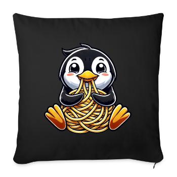 Un pingouin maladroit mange des spaghettis - Housse de coussin décorative 45 x 45 cm - noir - Devant