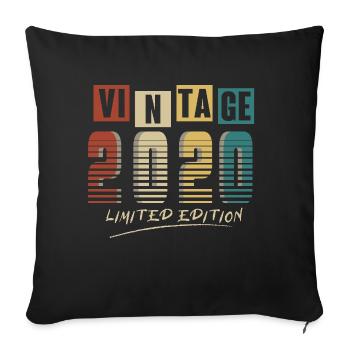 2020 Vintage 2020 born in 2020 Birthday. Year 2 - Sofa pillowcase 17,3'' x 17,3'' (45 x 45 cm) - black - Front