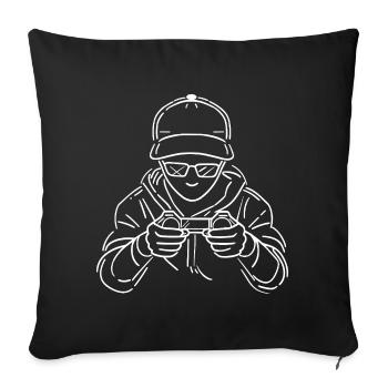 Gamer Drawing - Sofa pillowcase 17,3'' x 17,3'' (45 x 45 cm) - black - Front