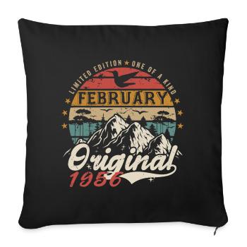 Cadeau 69e Anniversaire Nées En Février 1956 - Housse de coussin décorative 45 x 45 cm - noir - Devant