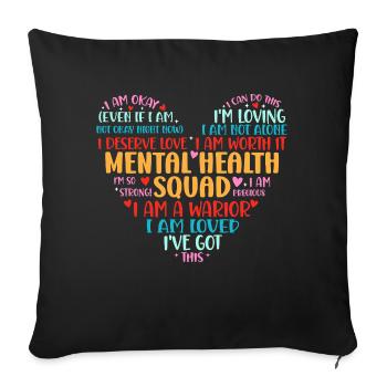 Conception de l’état d’ positif de l’Escouade de santé mentale - Housse de coussin décorative 45 x 45 cm - noir - Devant