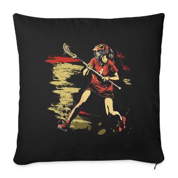 Oldschool Lacrosse Girls - Sofa pillowcase 17,3'' x 17,3'' (45 x 45 cm) - black - Front