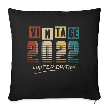 2022 Vintage 2022 born in 2022 anniversary. Year 2 - Sofa pillowcase 17,3'' x 17,3'' (45 x 45 cm) - black - Front