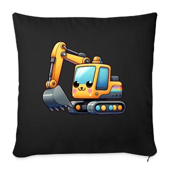 Excavatrice pour enfants - Housse de coussin décorative 45 x 45 cm - noir - Devant