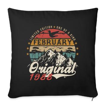 Cadeau 37e Anniversaire Nées En Février 1988 - Housse de coussin décorative 45 x 45 cm - noir - Devant