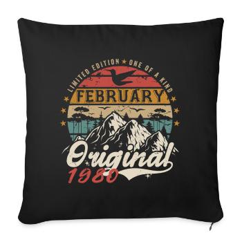 Cadeau 45e Anniversaire Nées En Février 1980 - Housse de coussin décorative 45 x 45 cm - noir - Devant