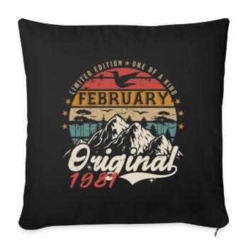 Cadeau 44e Anniversaire Nées En Février 1981 - Housse de coussin décorative 45 x 45 cm - noir - Devant