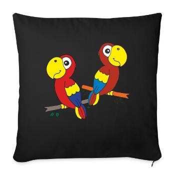 Amis perroquets - Housse de coussin décorative 45 x 45 cm - noir - Devant
