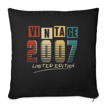 2007 Vintage 2007 born in 2007 Birthday. Year 2 - Sofa pillowcase 17,3'' x 17,3'' (45 x 45 cm) - black - Front