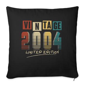 2004 Vintage 2004 né en 2004 anniversaire. Année 2 - Housse de coussin décorative 45 x 45 cm - noir - Devant