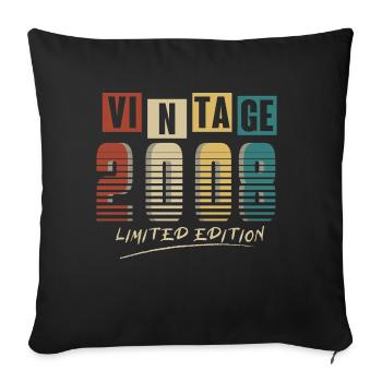 2008 Vintage 2008 born in 2008 Birthday. Year 2 - Sofa pillowcase 17,3'' x 17,3'' (45 x 45 cm) - black - Front