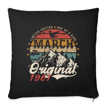 Awesome Since March 1961 | Birthday March 1961 - Sofa pillowcase 17,3'' x 17,3'' (45 x 45 cm) - black - Front
