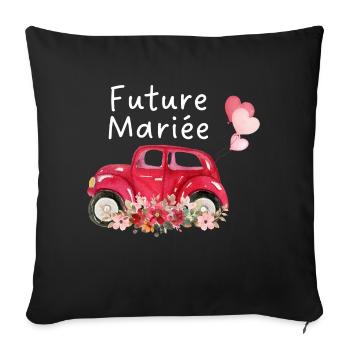 Bride-to-be car floral bride - Sofa pillowcase 17,3'' x 17,3'' (45 x 45 cm) - black - Front