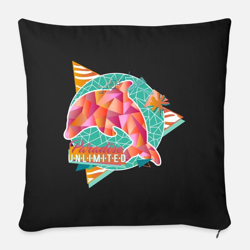 Paradise Unlimited (Low Poly Delfin) - Sofa pillowcase 17,3'' x 17,3'' (45 x 45 cm) - black