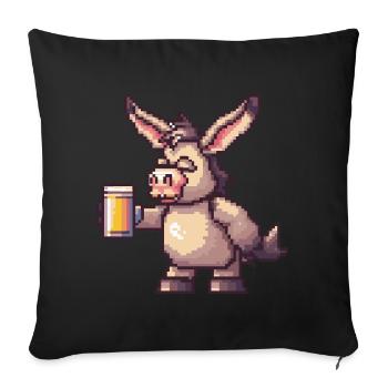 Esel Pixel Bier - Sofakissenbezug 45 x 45 cm - Schwarz - Vorne