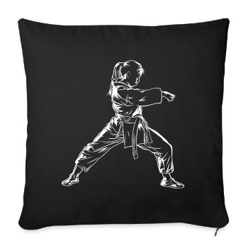 Karate Girl Sketch - Sofa pillowcase 17,3'' x 17,3'' (45 x 45 cm) - black - Front