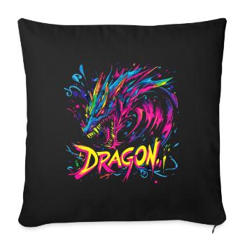 Dragon Colorful Fantasy Magic Mysticism Mythology Art - Sofa pillowcase 17,3'' x 17,3'' (45 x 45 cm) - black - Front