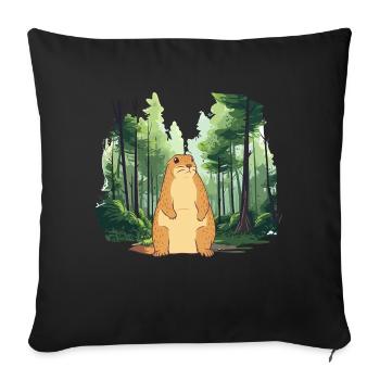 Marmotte fort paysage nature - Housse de coussin décorative 45 x 45 cm - noir - Devant