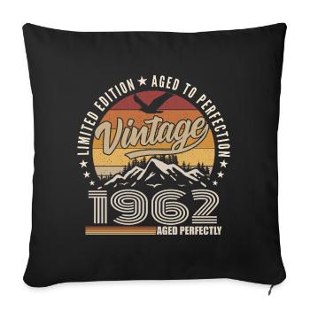 1962 Cadeau 63e Anniversaire 1962 Vintage 1962 - Housse de coussin décorative 45 x 45 cm - noir - Devant