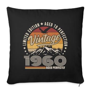 1960 Gift 65th Anniversary 1960 Vintage 1960's - Sofa pillowcase 17,3'' x 17,3'' (45 x 45 cm) - black - Front